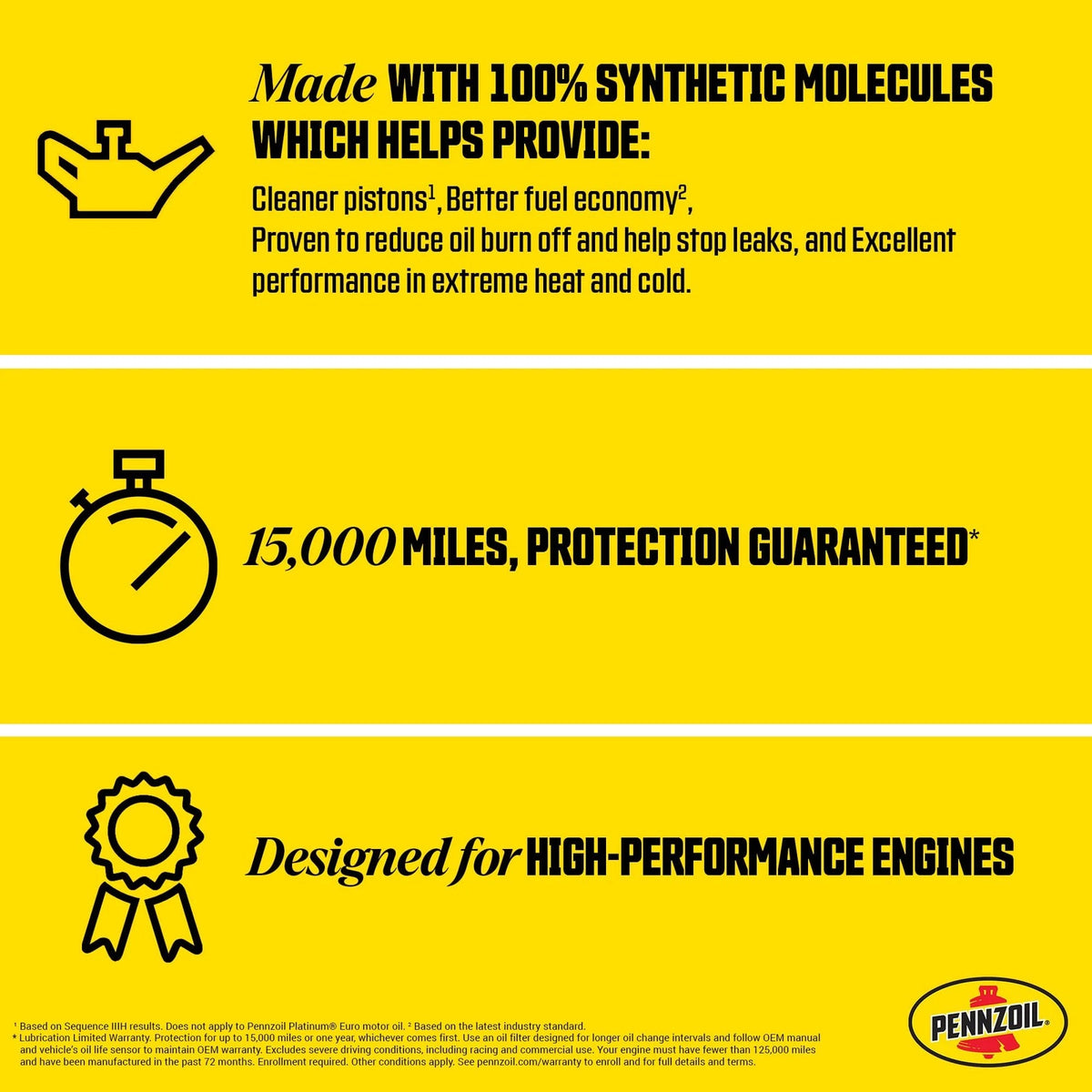 Pennzoil Platinum High Mileage Full Synthetic 10W-30 Oil (1 Quart)