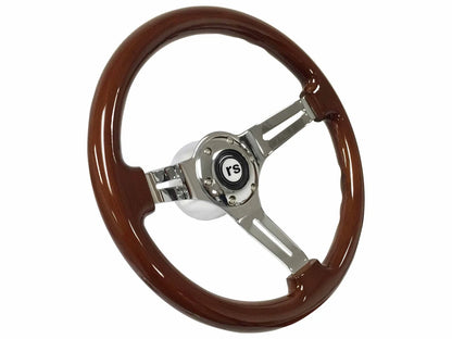 14 Inch Chrome Wood Slotted Steering Wheel Horn Button for Camaro RS (1967–1968)