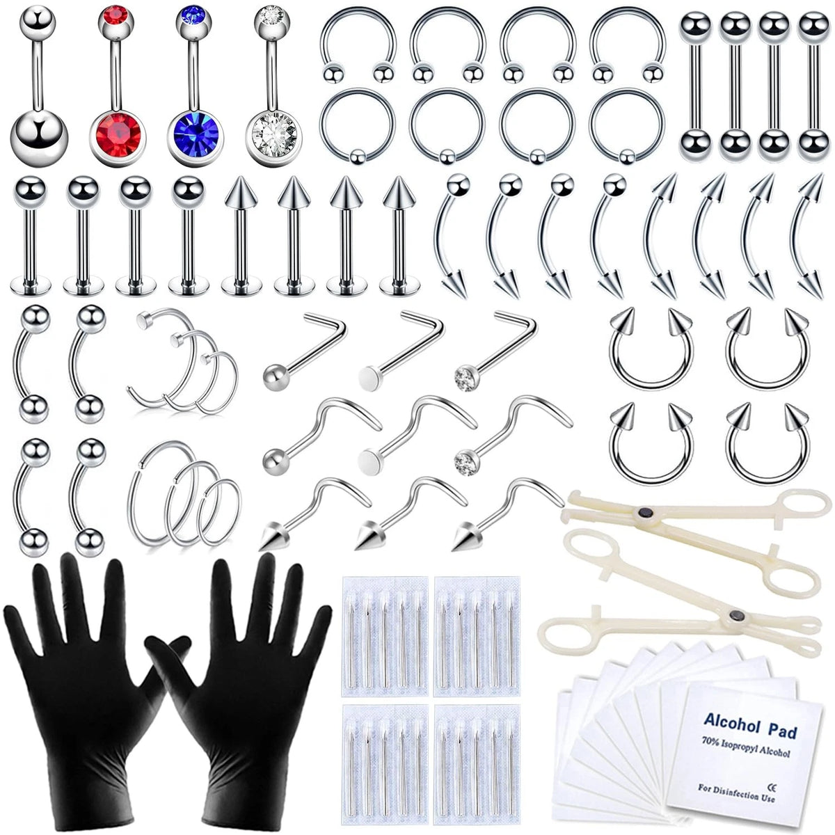 89 Pcs Body Piercing Kit for All Piercings