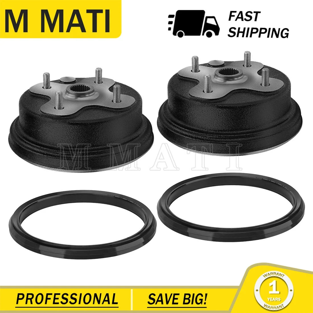 2X Front Wheel Brake Drum Hub & Dust Seal for Yamaha Timberwolf 250 (1992–1998)