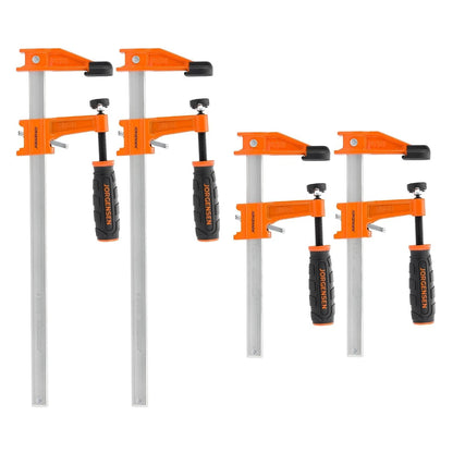 Set of 4 Steel Bar Clamps 6" & 12" Medium Duty F-Clamp