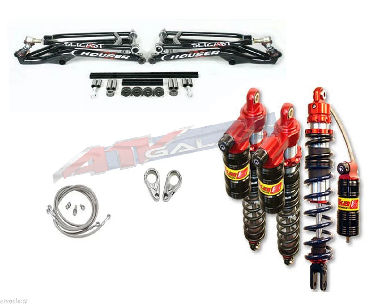 Houser +2.25 Slicast MX A-Arms + Elka Legacy 3 Shocks for Yamaha YFZ450 (2004–2023)