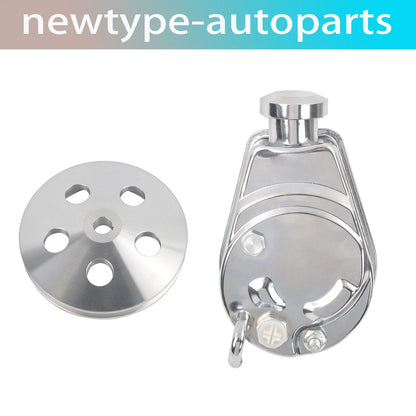Chrome Power Steering Pump with 1 Groove Pulley for Chevy GM