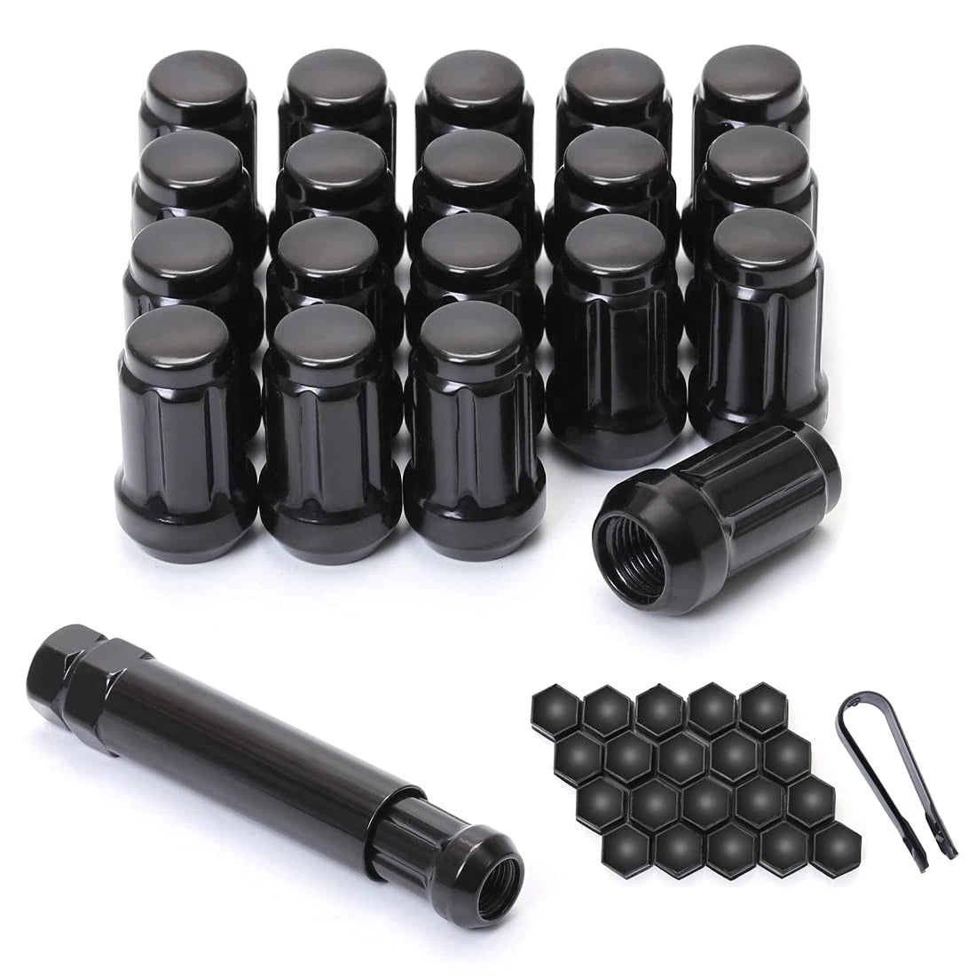 Set of 20 M12x1.5 Black Spline Lug Nuts for Honda Accord CRV Civic