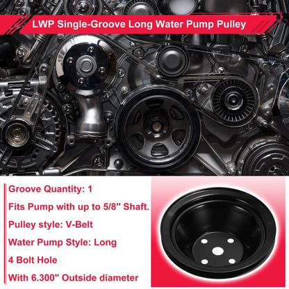 LWP Single-Groove Long Water Pump Pulley for Chevy SBC Small Block (262–267)