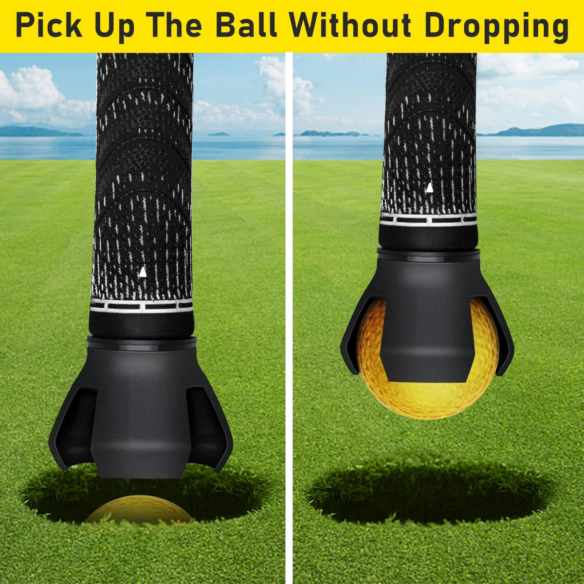 4X Golf Ball Retriever for Universal Use (2.1" x 1.9") - Black Grabber