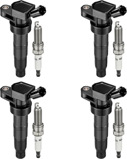 Set of 4 Ignition Coils & Iridium Spark Plugs for Kia Forte (2010–2013) UF611