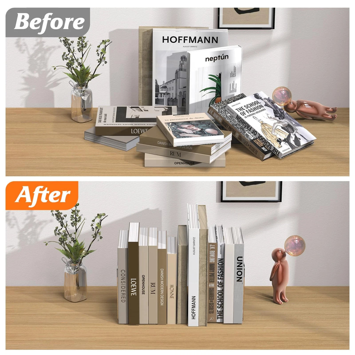 Set of 4 Acrylic Bookends for Shelves (Clear, Transparent)