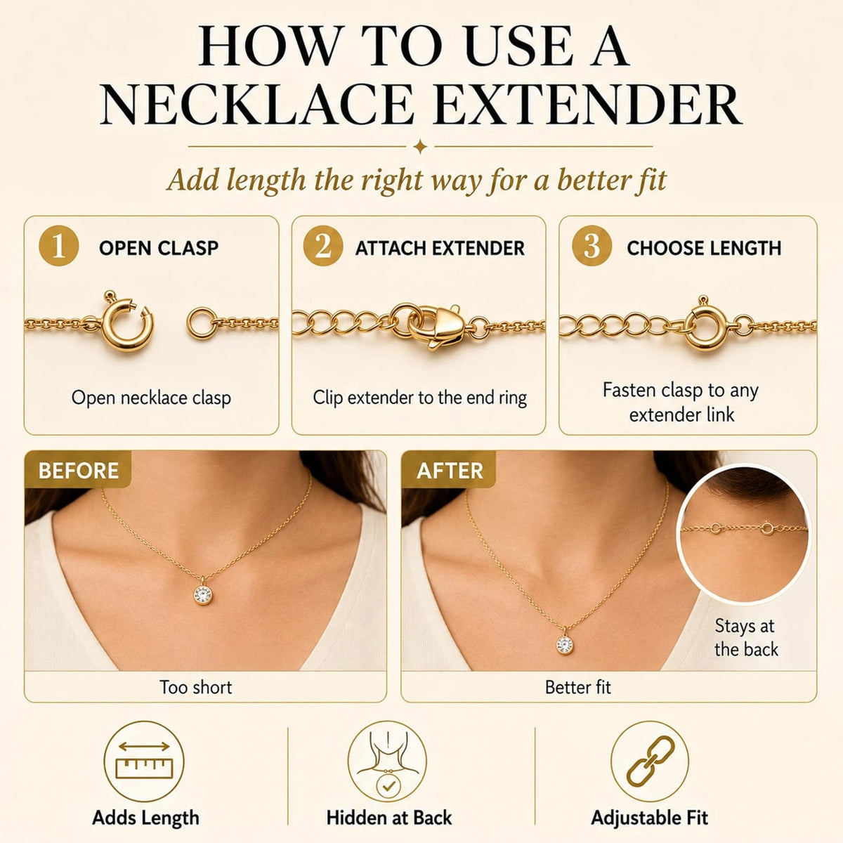 3X Necklace Extender for Bonison (18k Plated)