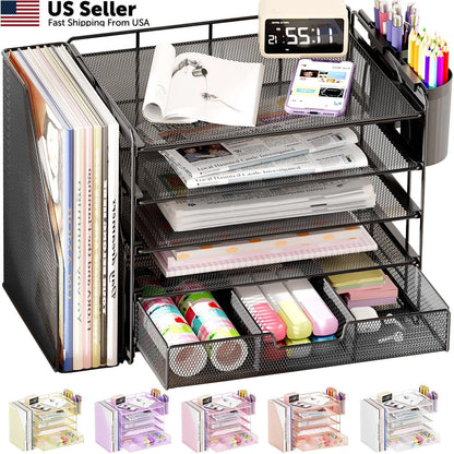 5-Tier Desk Organizer for Office Use (Black)