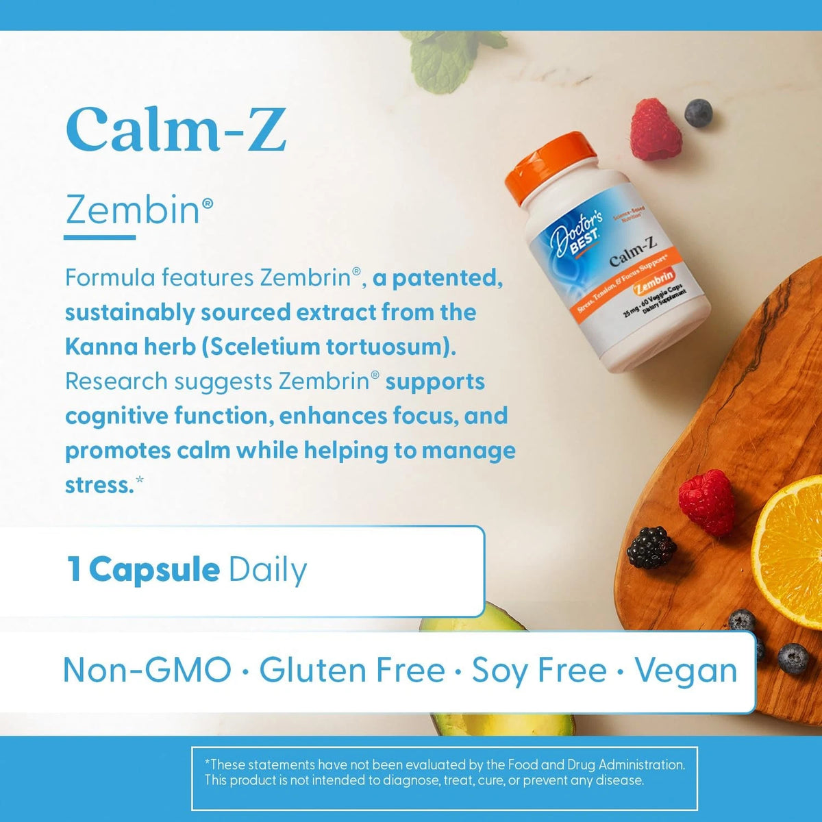 Calm-Z for Men & Women - Zembrin 60 Count (Pack of 1)