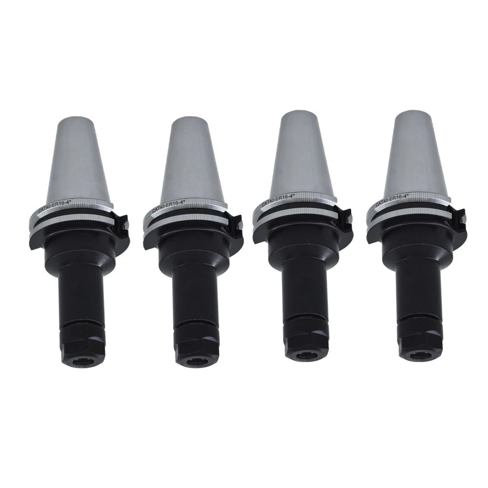 Set of 4 Collet Chucks for CAT40 (4" Long Gage Length)