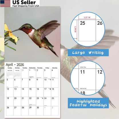 2026 Wall Calendar for Hummingbirds (November 2025 - 12"x24")