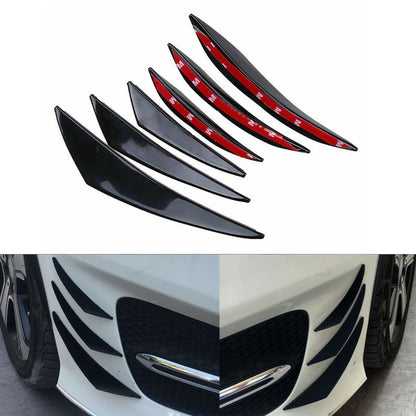 Set of 6 Gloss Black Front Bumper Fins Spoiler Canards for Universal Fit (C207-A007-GBlack)