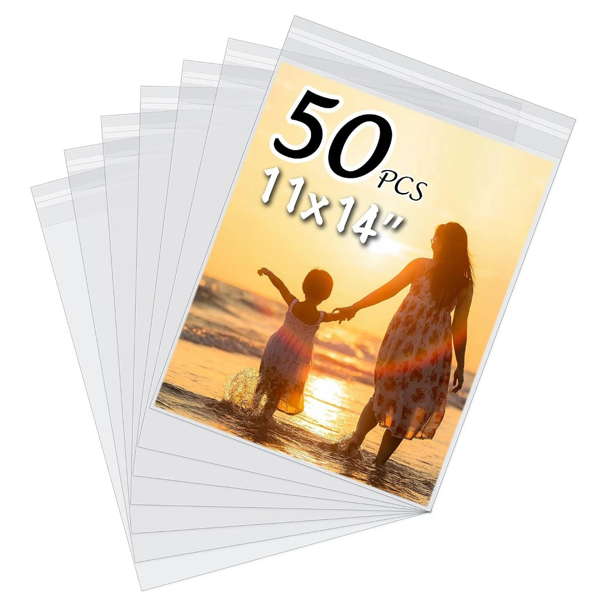 50 Pack Acid-Free Crystal Clear Sleeves for 11x14 Art Prints