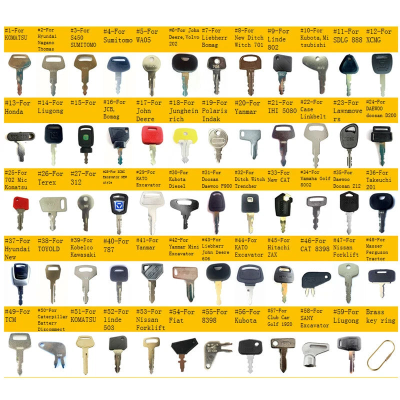 59pc Key Set for Hyundai Skytrak IHI (Construction Ignition Keys)