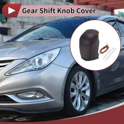 1 Pc Gear Shift Knob Cover for Hyundai Sonata (2011–2014) Black Brown Faux Leather