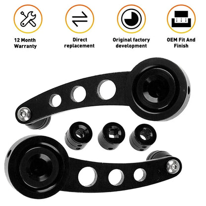 Set of 2 Universal Black Aluminum Billet Window Crank Handles