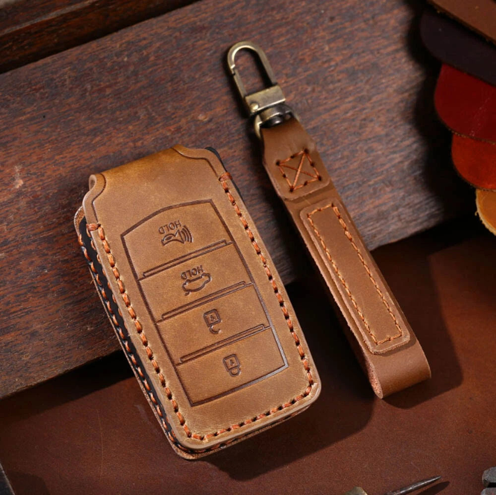 Keyless Leather Remote Car Key Fob Cover Case for Genesis G70 G80 G90 (2021)