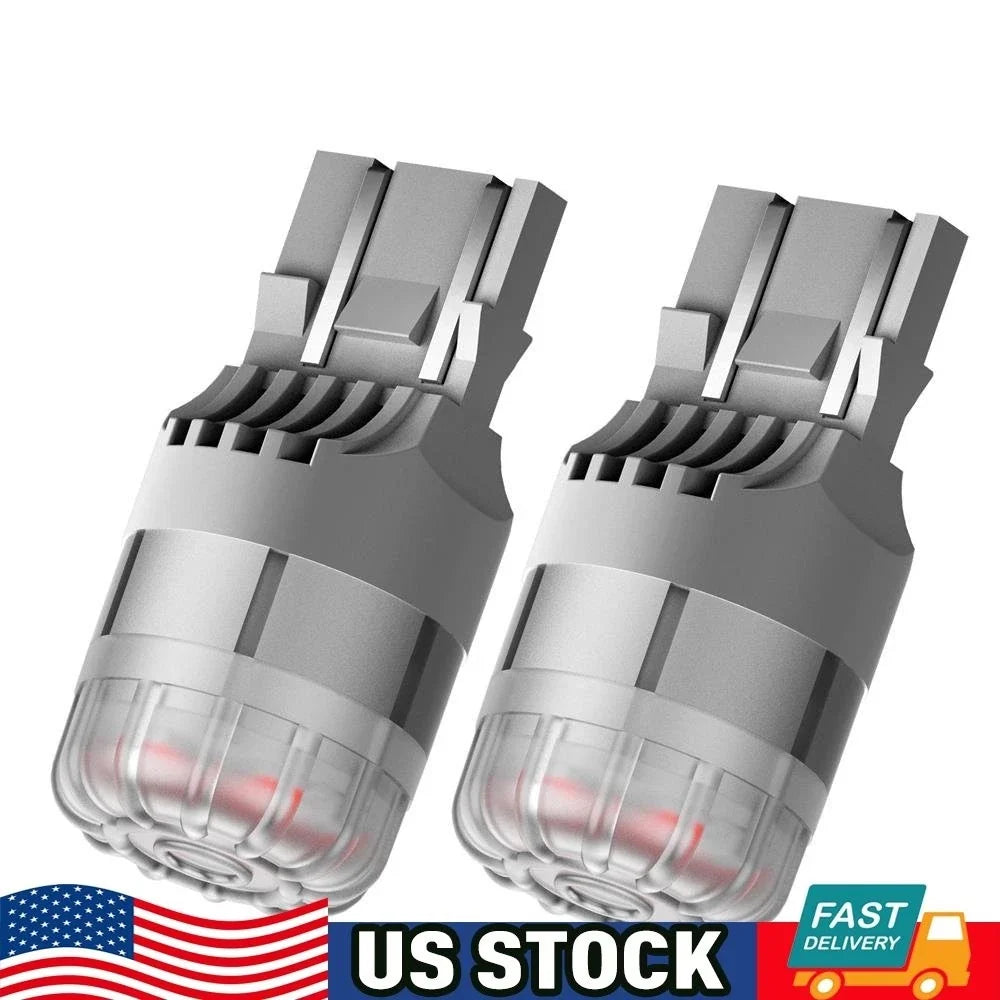 2X 7443 7444 Red LED Bulbs for Brake Tail Stop Parking Light
