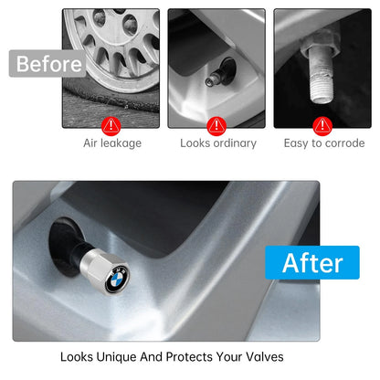 Set of 4 Tire Valve Stem Caps for BMW X1 X3 M3 M5 X5 X6 Z4 3 5 7 (2000–2023)