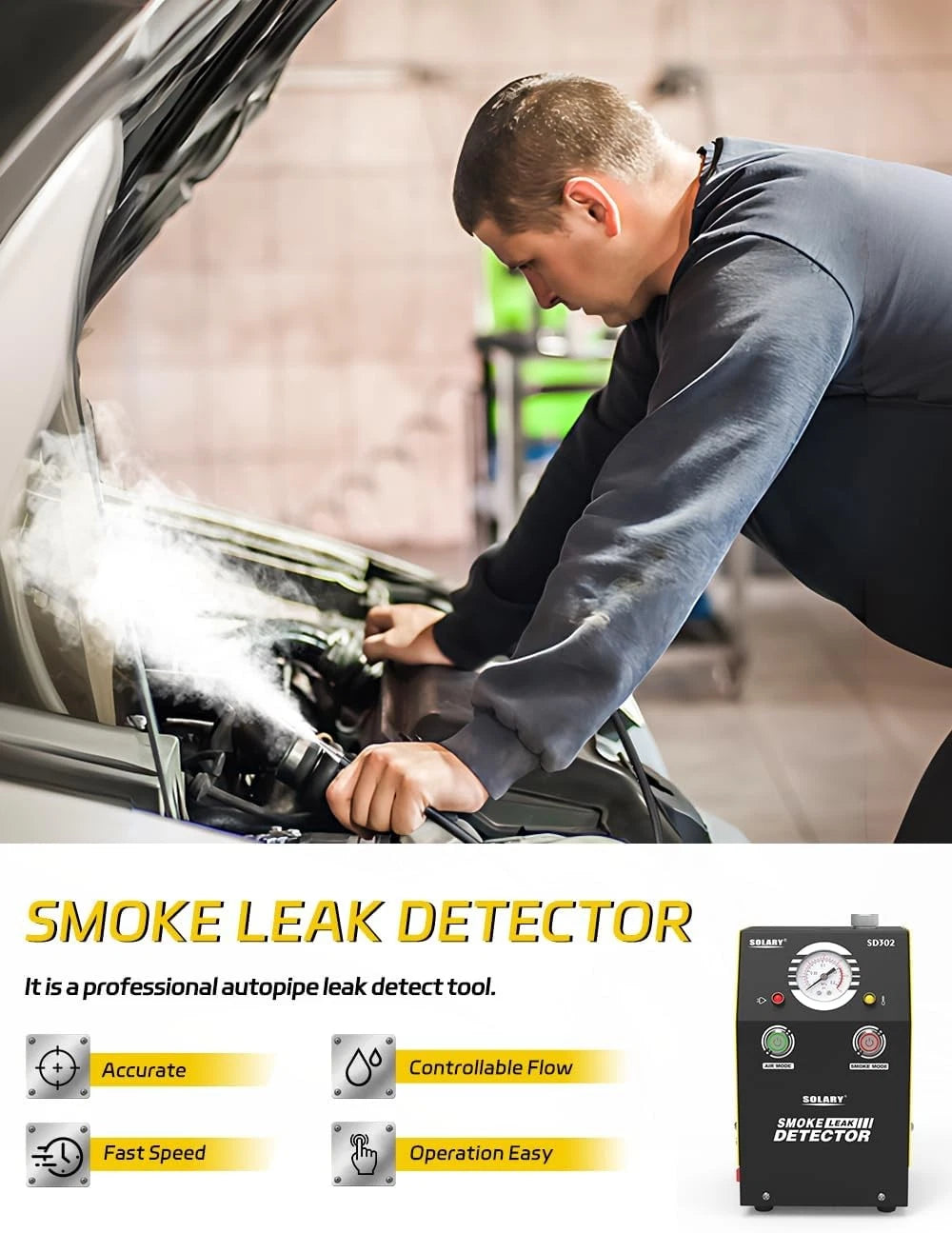 Solary Smoke Machine for Car - DC 12V EVAP Automotive Tester (sd 302)