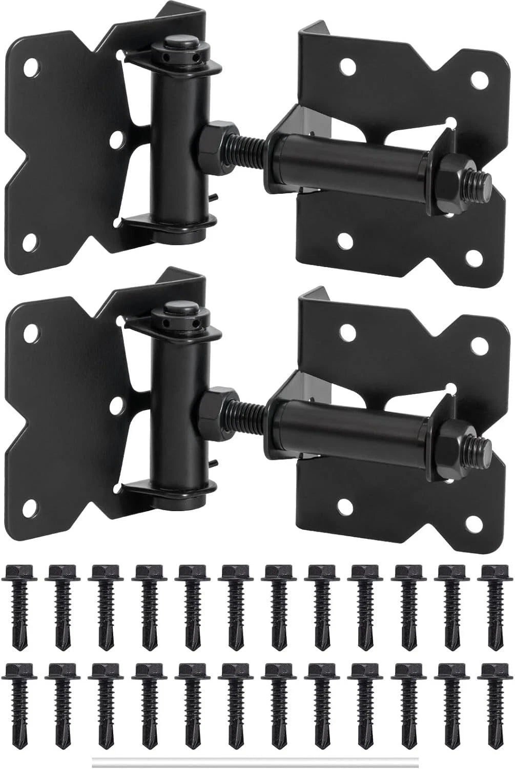Self-Closing Gate Hinge Kit with Spring Adjuster for Outdoor Use