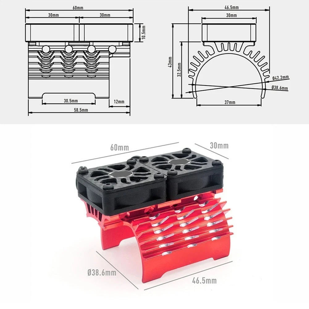Dual-Fan Heatsink Carbon Fiber Shroud for Motor Cooling Kit