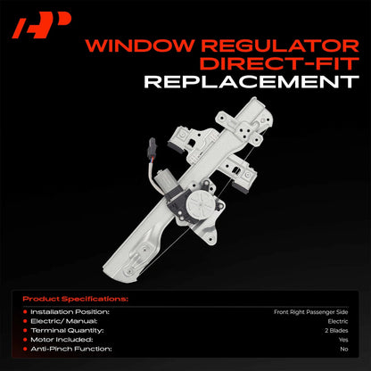 Power Window Regulator w/ Motor for Chevy Sonic (2012–2016) 42339896, 95391138, 95903061, 751-564