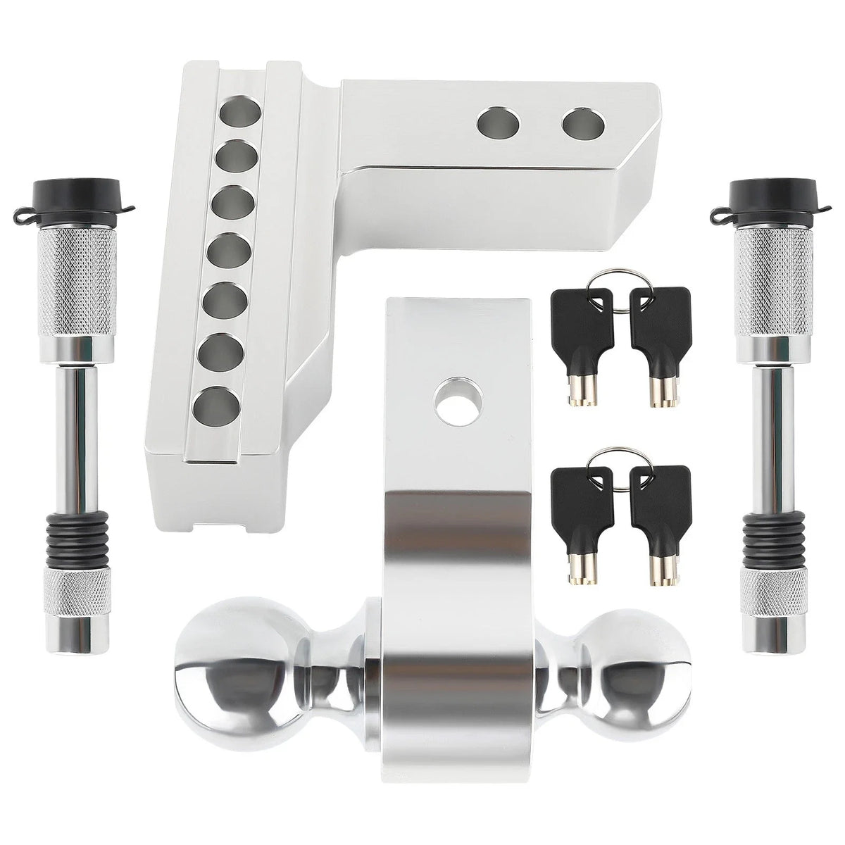 Dual Ball 6in Drop Adjustable Trailer Tow for 2" Receiver (Lock Included)
