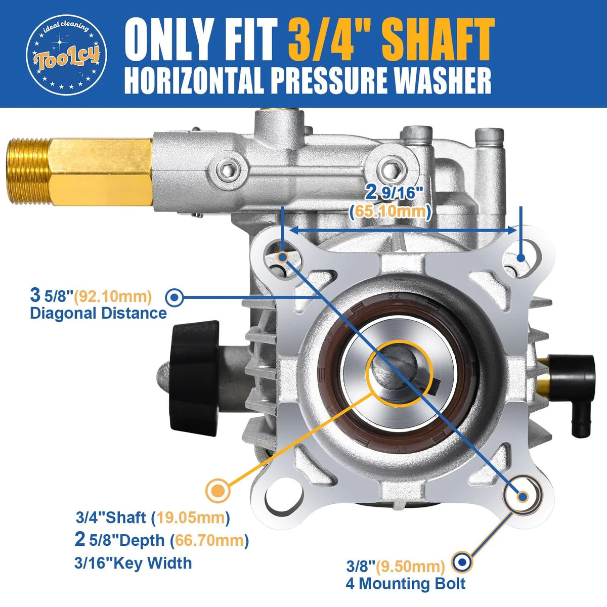 3/4" Shaft Horizontal Pressure Washer Pump for 2600-3300 PSI (No Years)