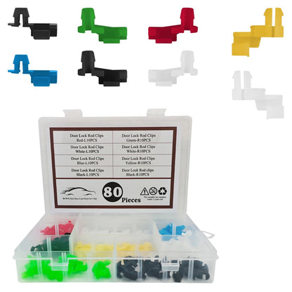 80 PCS Car Door Lock Rod Clips Assortment Kit for Universal Use