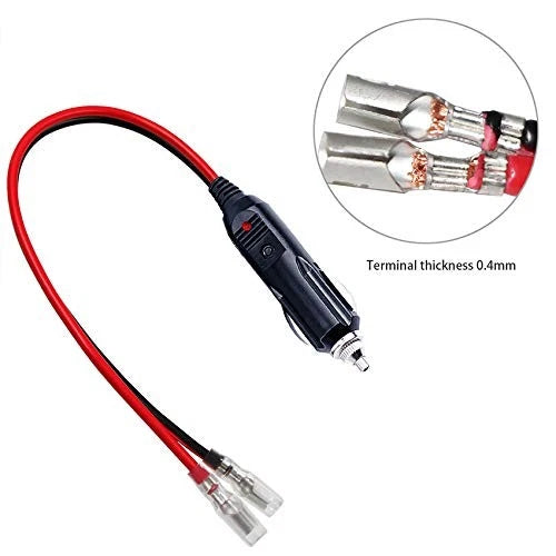12Volt Replacement Cigarette Lighter Male Plug with Leads for Car