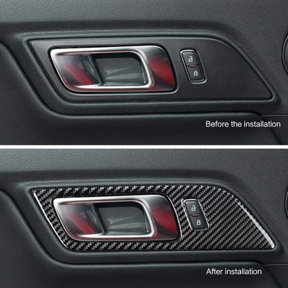 Carbon Fiber Interior Door Handle Trim Covers for 2015-2022 Ford Mustang