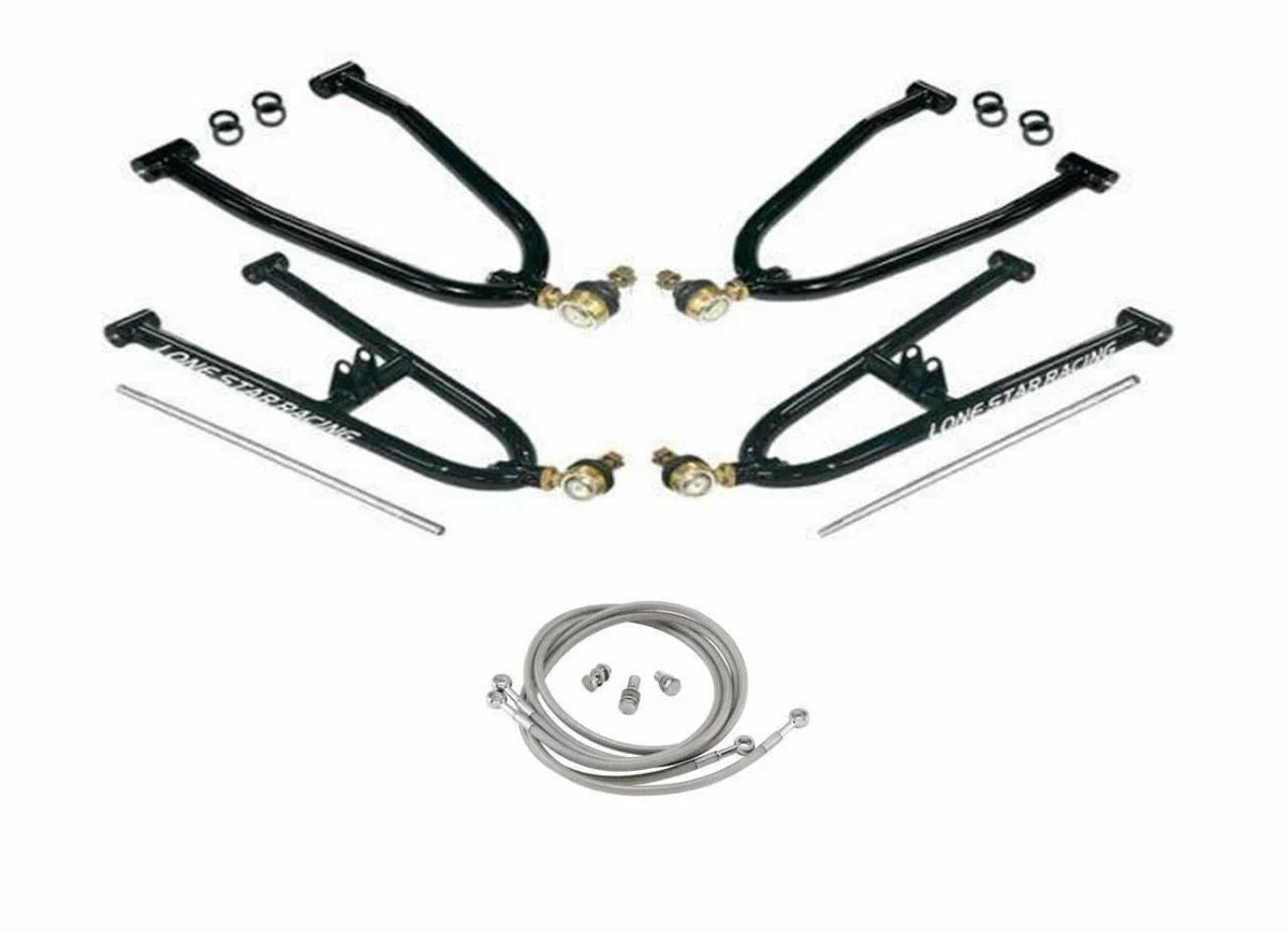 Lonestar Sport Extended A-Arms +2" Wider + Streamline Brake Lines for Honda TRX250R (1986–1989)