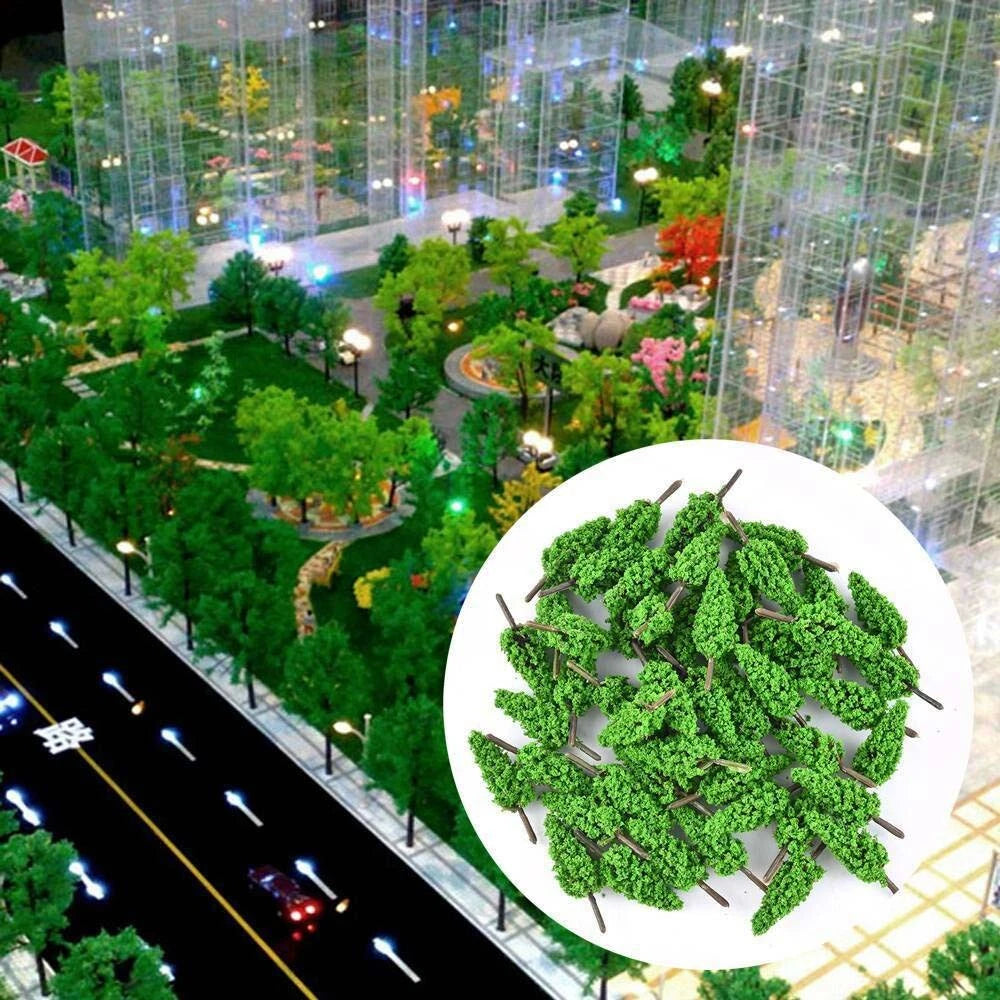 50Pcs Mini Model Trees for HO Scale Train Diorama Scenery