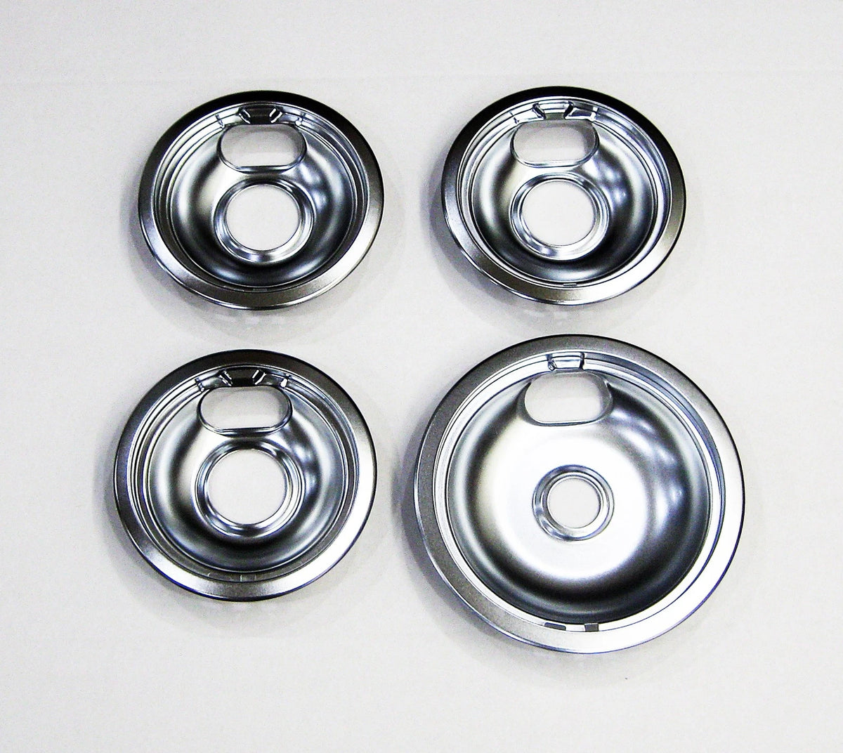 Set of 3 Drip Bowls for Whirlpool Range Burner W10196406, W10196405 Chrome
