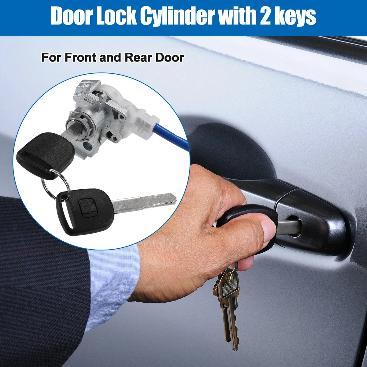 Set of 1 Door Lock Cylinder with Cable & Keys for Honda Accord (2011–2012)