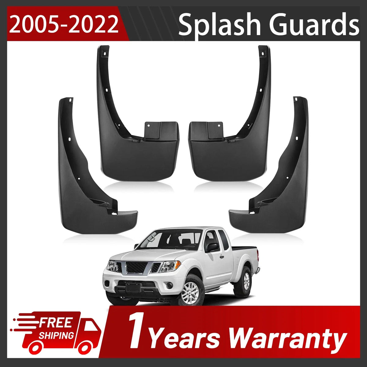 4PCS Front and Rear Splash Guards Mud Flaps for Nissan Frontier (2006–2022)