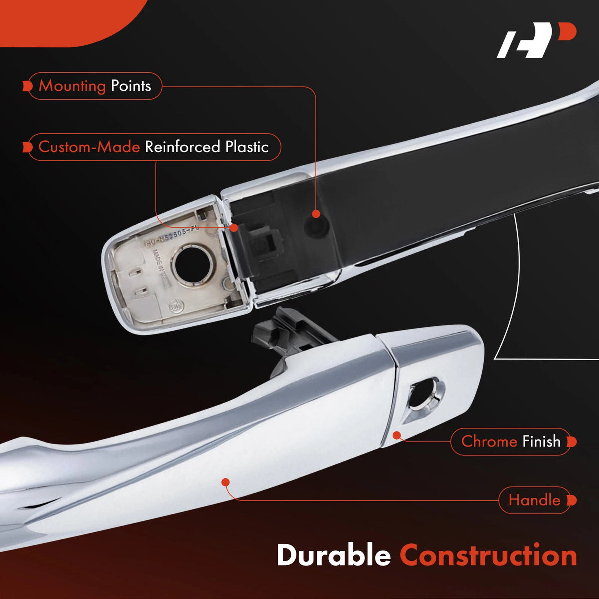 Front Left Exterior Door Handle w/ Keyhole for Nissan Rogue Qashqai (80640-4BA0D, 97786)