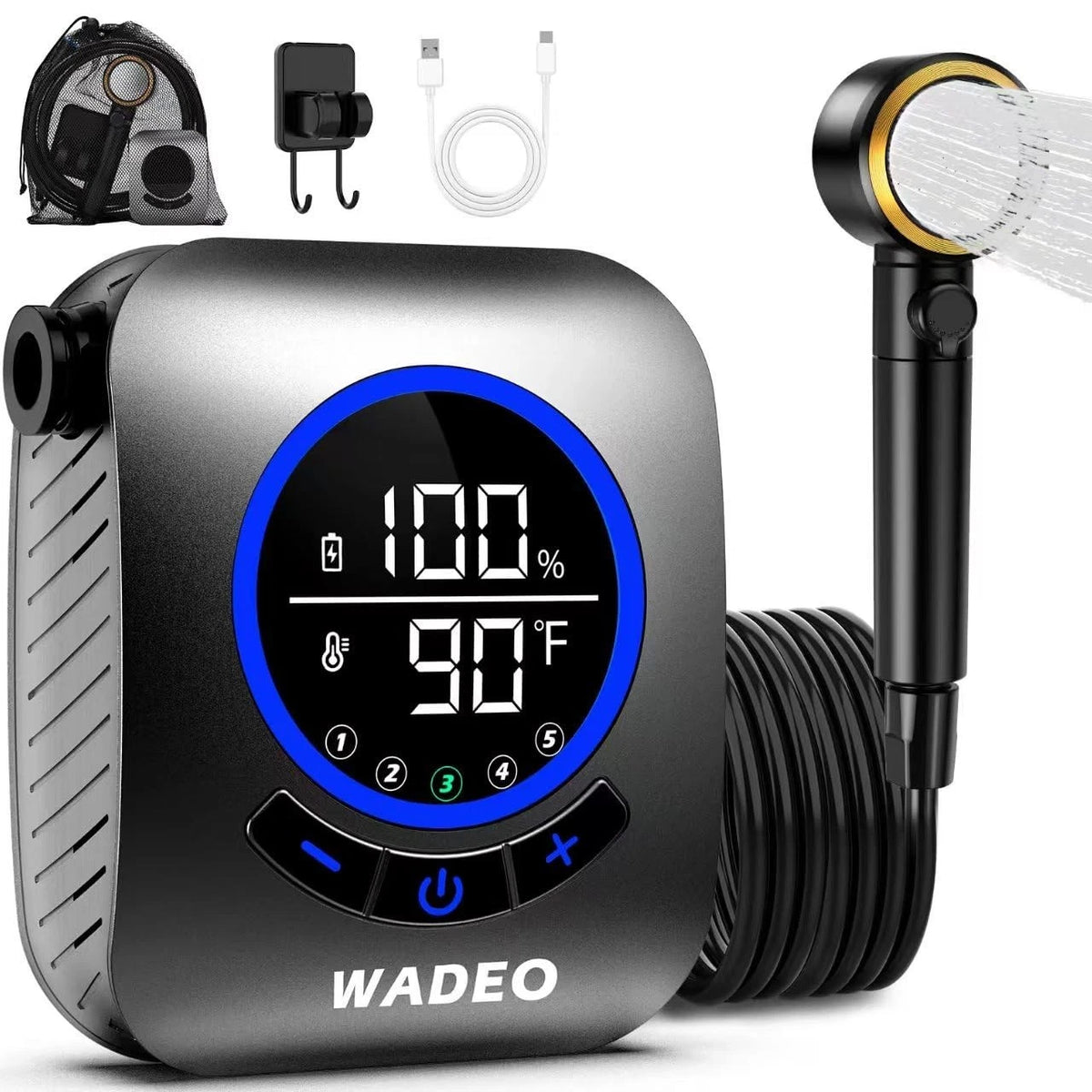 Portable Shower 8000mAh with 5 Pressure Levels for Outdoor Use