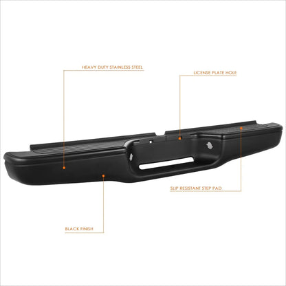 Rear Step Bumper for Toyota Tacoma (1995–2004) w/ License Lamp Holes & Brackets