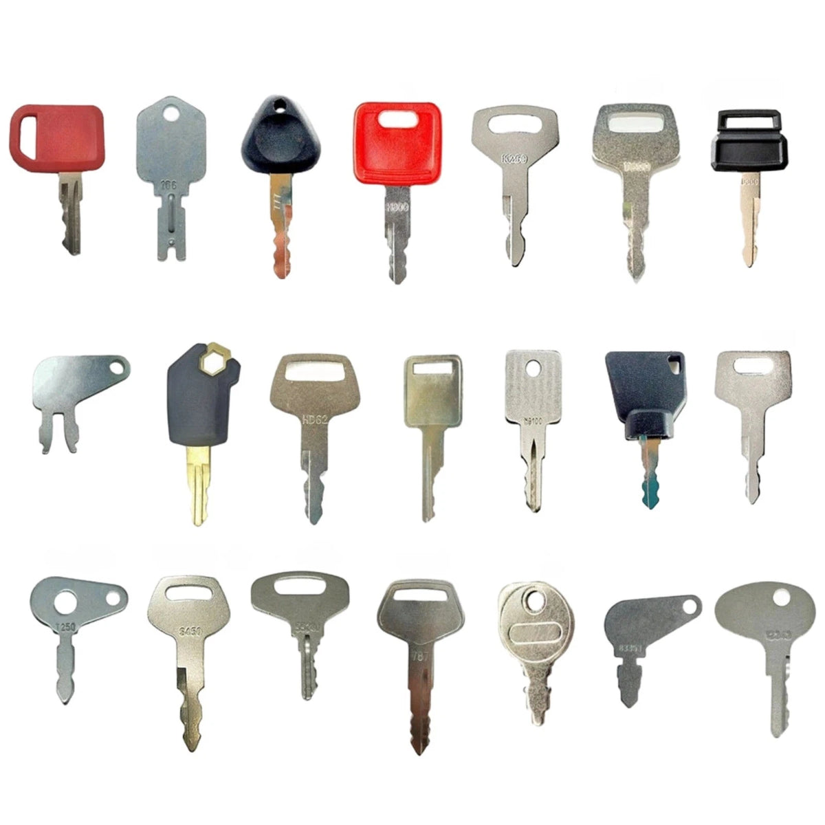21 Ignition Keys Set for Volvo Cat Case Komatsu Bobcat Skid Steer Hyundai