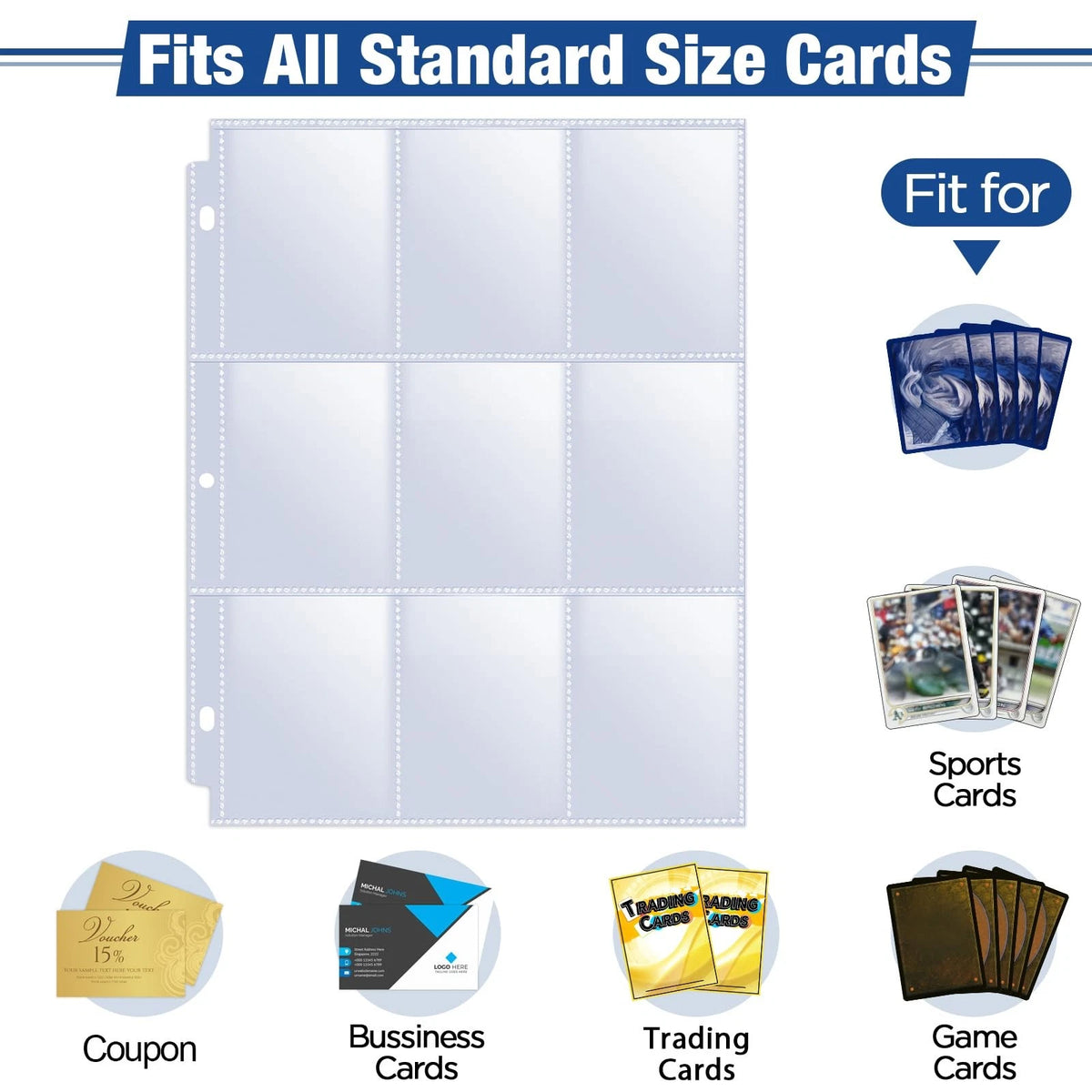 Set of 648 Card Sleeves for 9 Pocket Trading Card Binder Storage