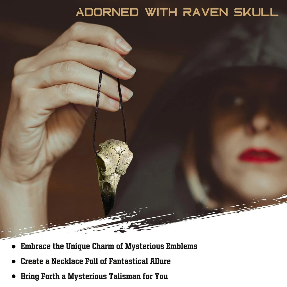 Halloween Raven Skull Statue for Gothic Decor (1 Pack)