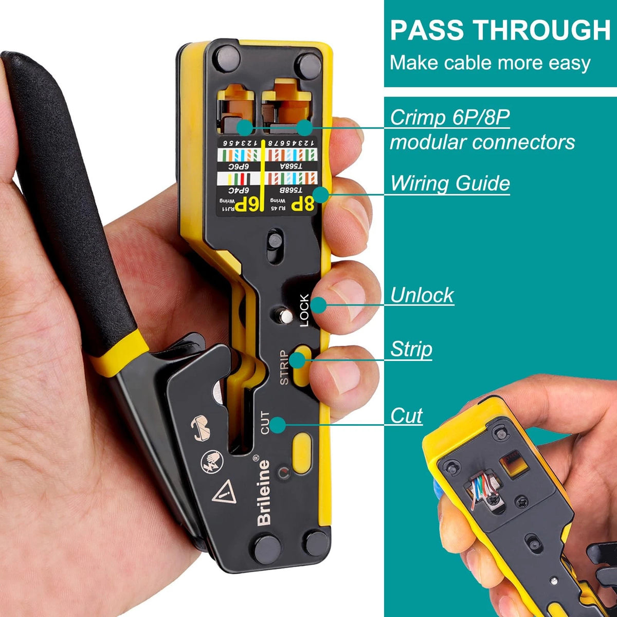 RJ45 Crimp Tool Pass Through Kit for Automotive (13.5 cm x 7 cm)