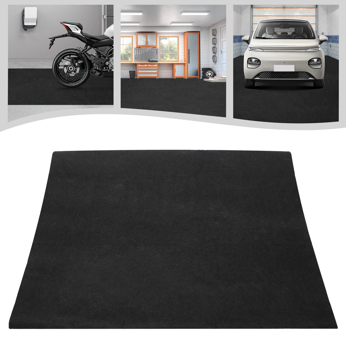 7.94x16ft Non-slip Garage Floor Mat for Motorcycle Oil Spill Protection