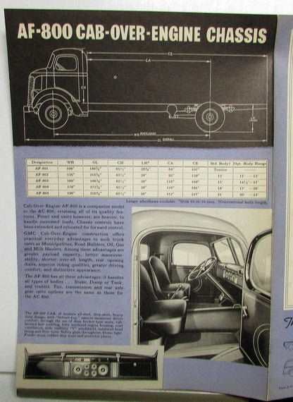 Original Sales Brochure for GMC Series 800 7 Ton AC & AF Truck (1938–1940)