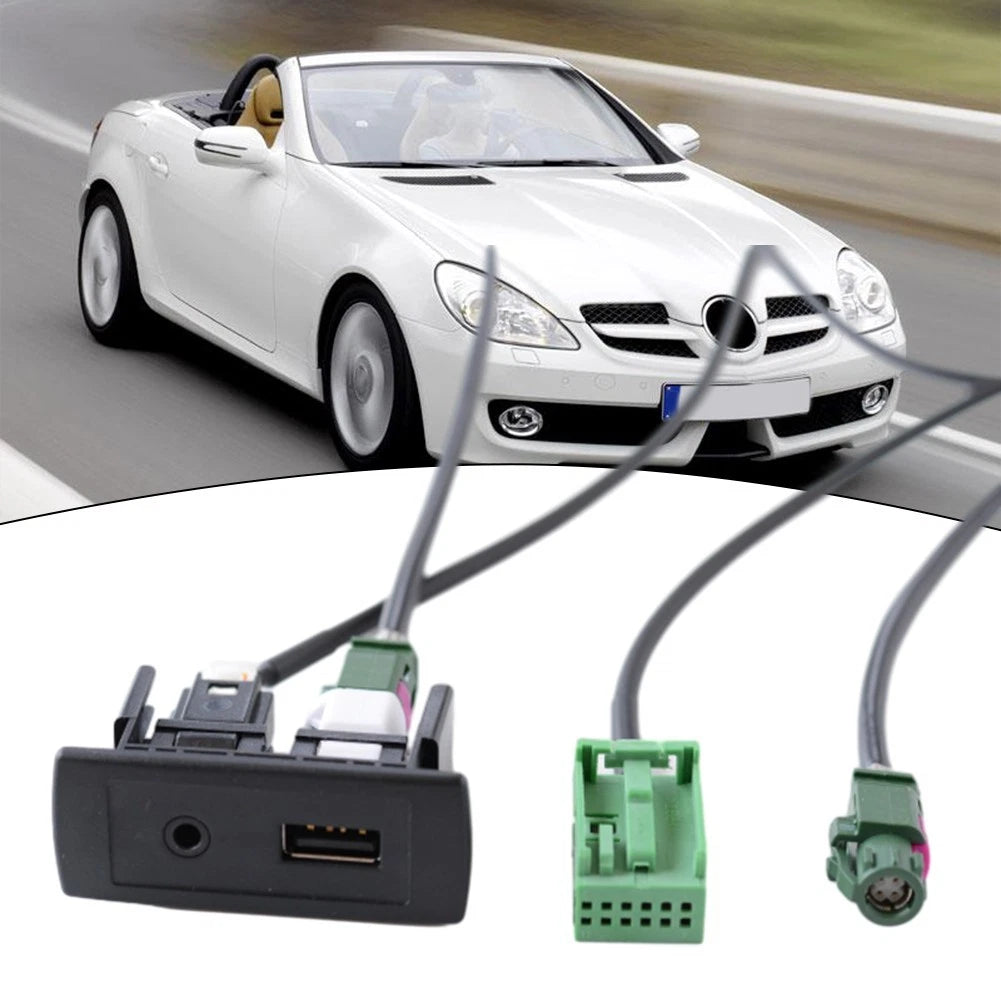 Car USB AUX Connector with Wire Harness for SLK SL (2008)
