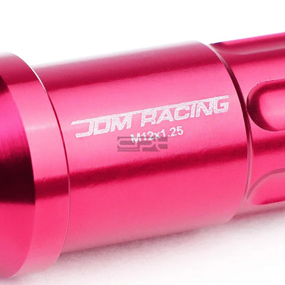 20 PCS Open End M12x1.25 50mm Tall Pink Aluminum Lug Nuts + Lock Key